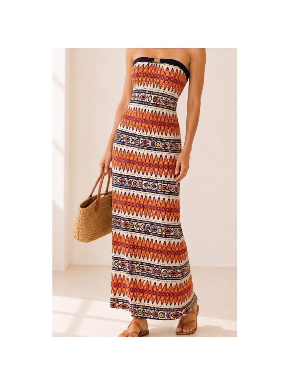 Trina Turk Modern Tribe Silk Strapless Dress Size 6 Resort-wear  Casual Chic EUC